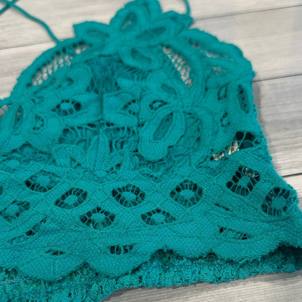 Free People Sz Medium Turquoise Lace Bralette - Picture 2 of 7